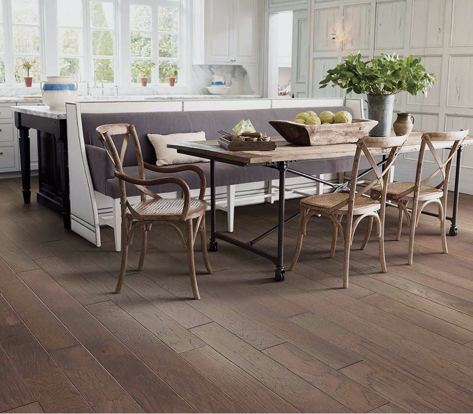 Brown Hardwood Floor Dining Room Example